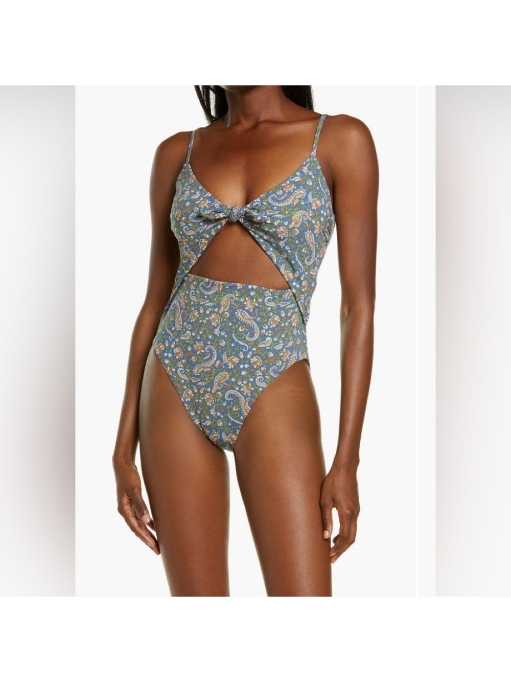 Nwt Veronica Beard Aniston 1 Pc Cut Out Swimsuit Sz L Blue Multi Reg. $278